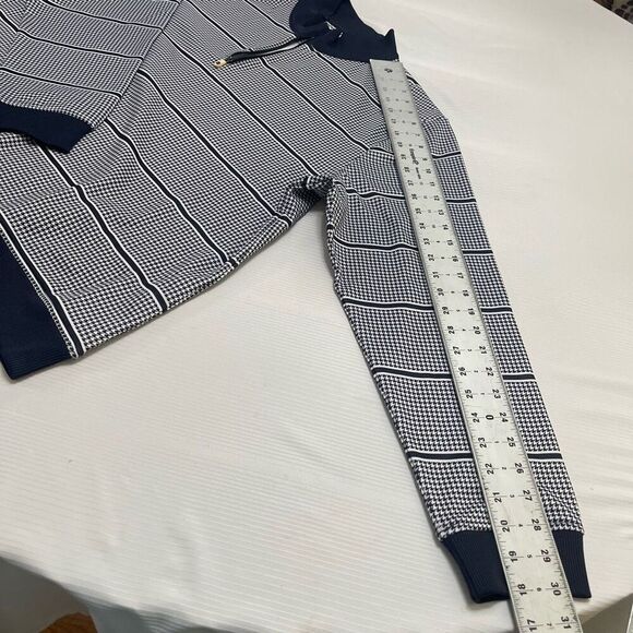 FOOTJOY Women Navy Houndstooth 1/4 Zip Sweater Pullover Plus Size Size 2X - Picture 3 of 7